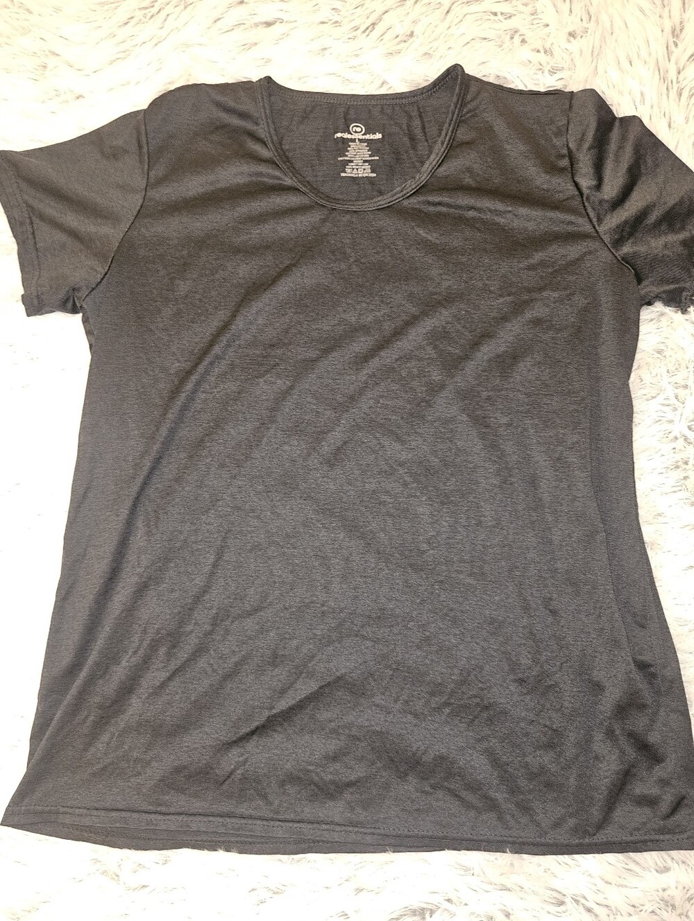 Real Essentials Women's Large Dark Heather Gray Short Sleeve Athletic Top